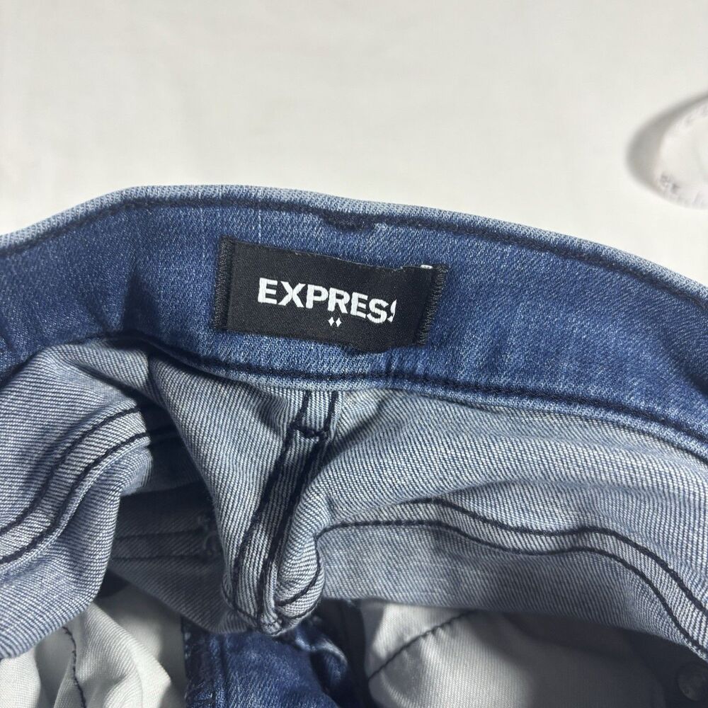 Express Skinny High Rise Jeans Size 00R Distressed Ripped Blue - Picture 2 of 6
